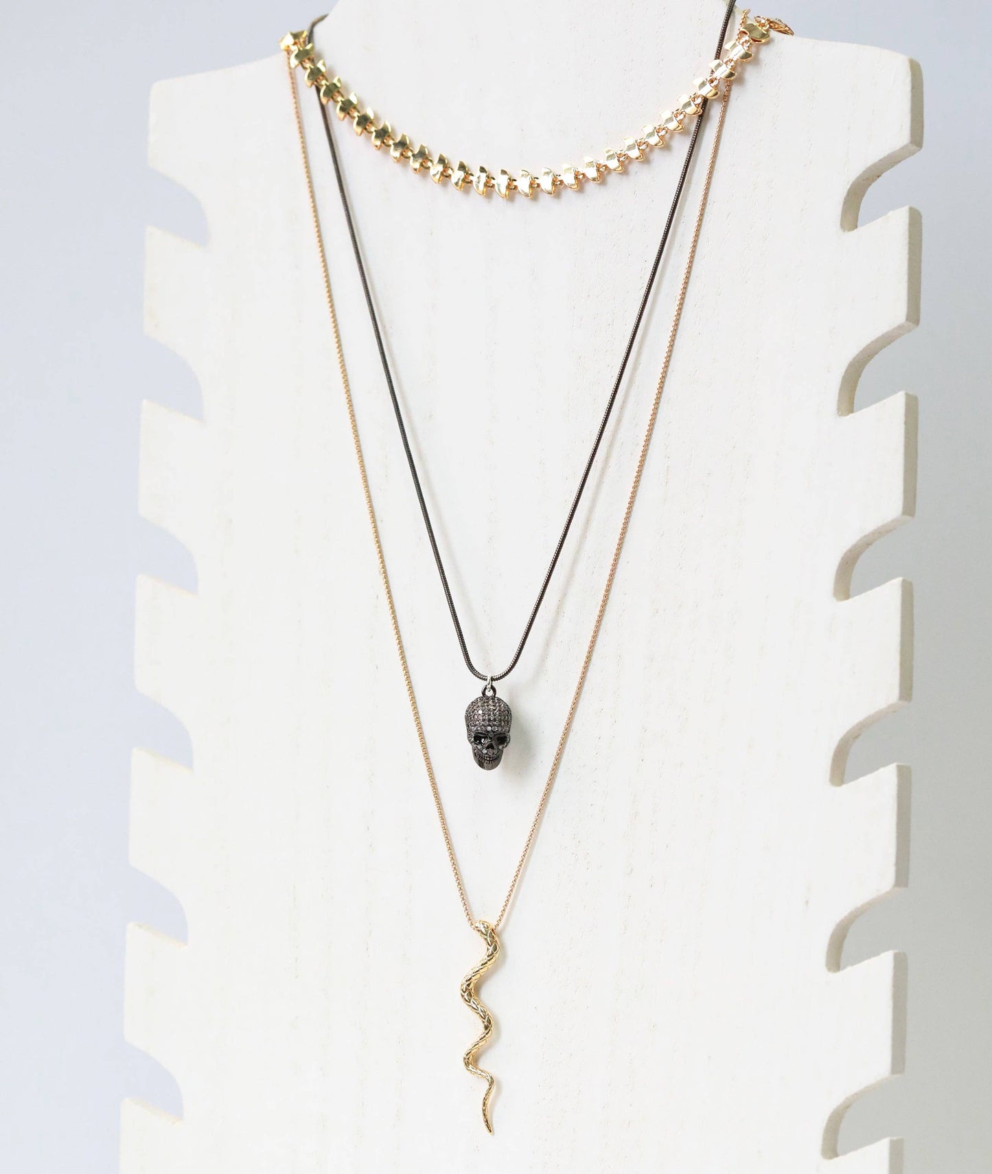 Crystal Skull Gold Filled/SS Necklace