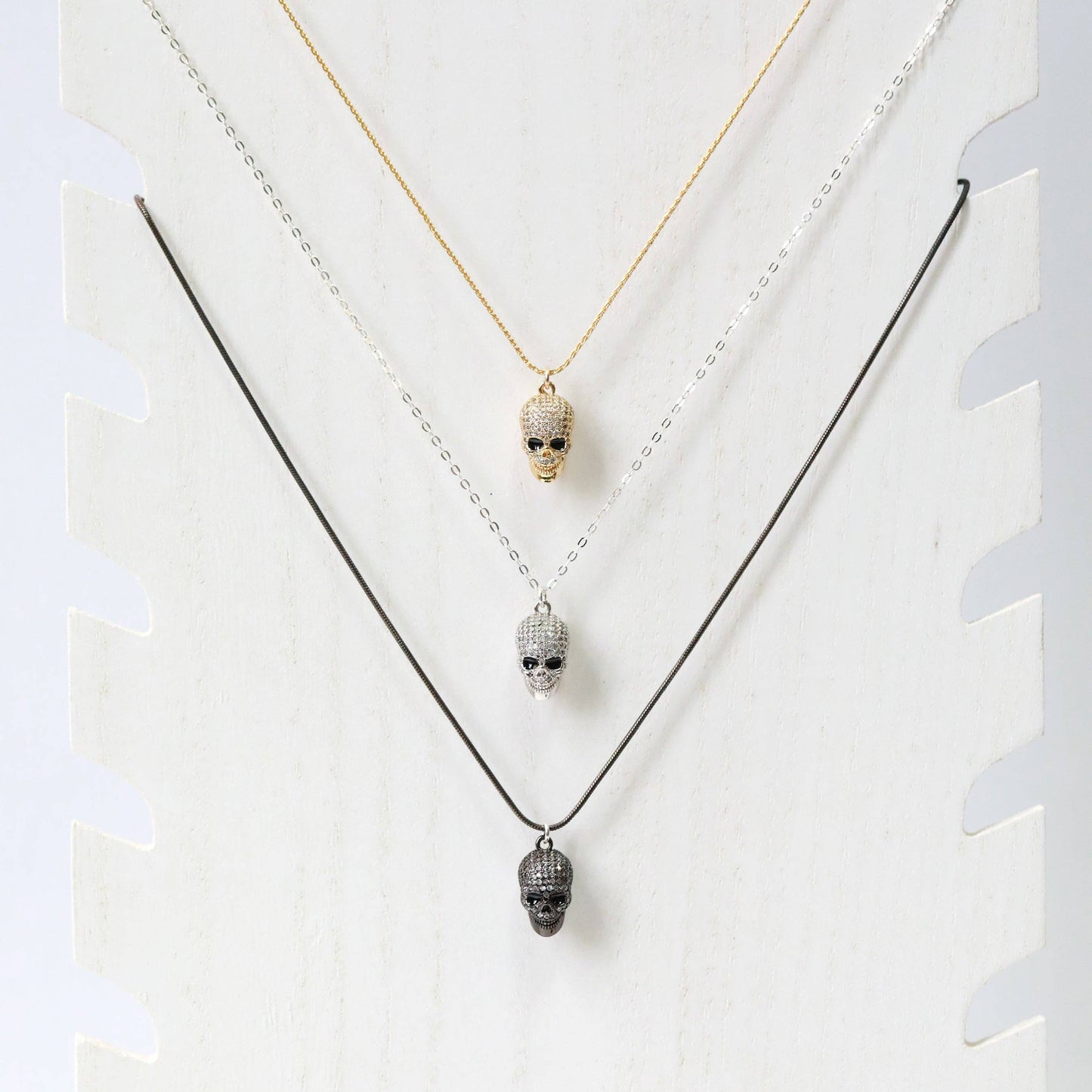 Crystal Skull Gold Filled/SS Necklace
