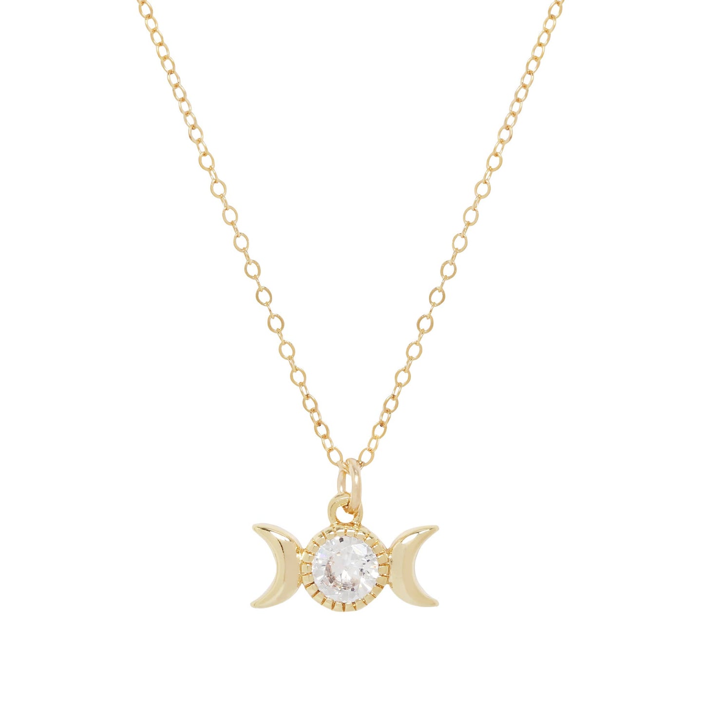 Triple Goddess Moon Necklace: 14kt Gold Filled Chain