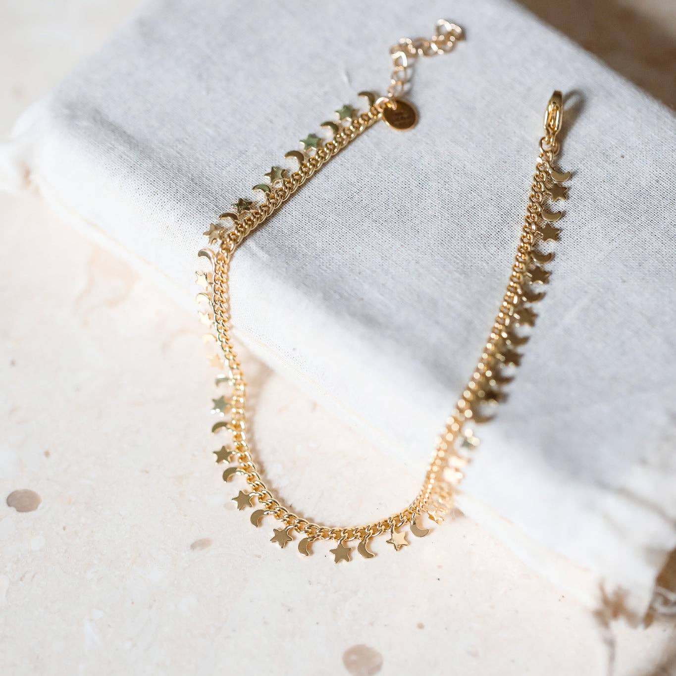 Moon & Star Gold Chain Anklet