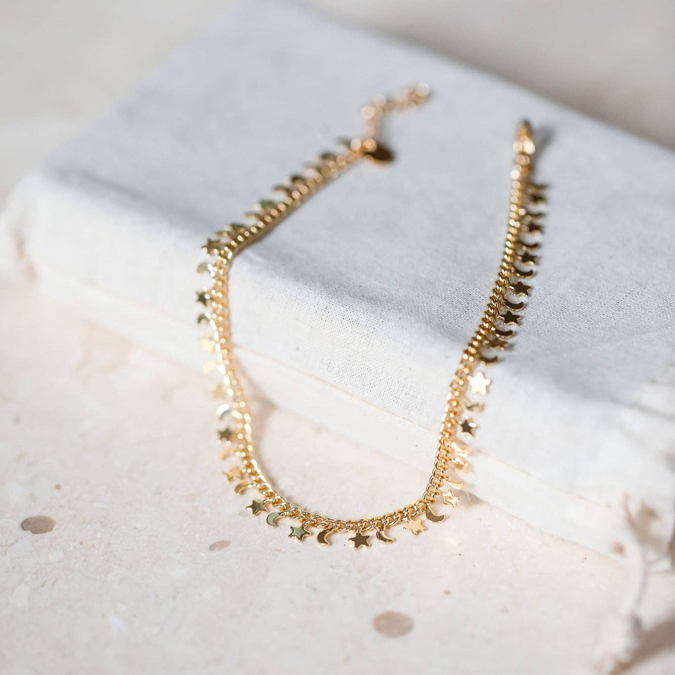 Moon & Star Gold Chain Anklet
