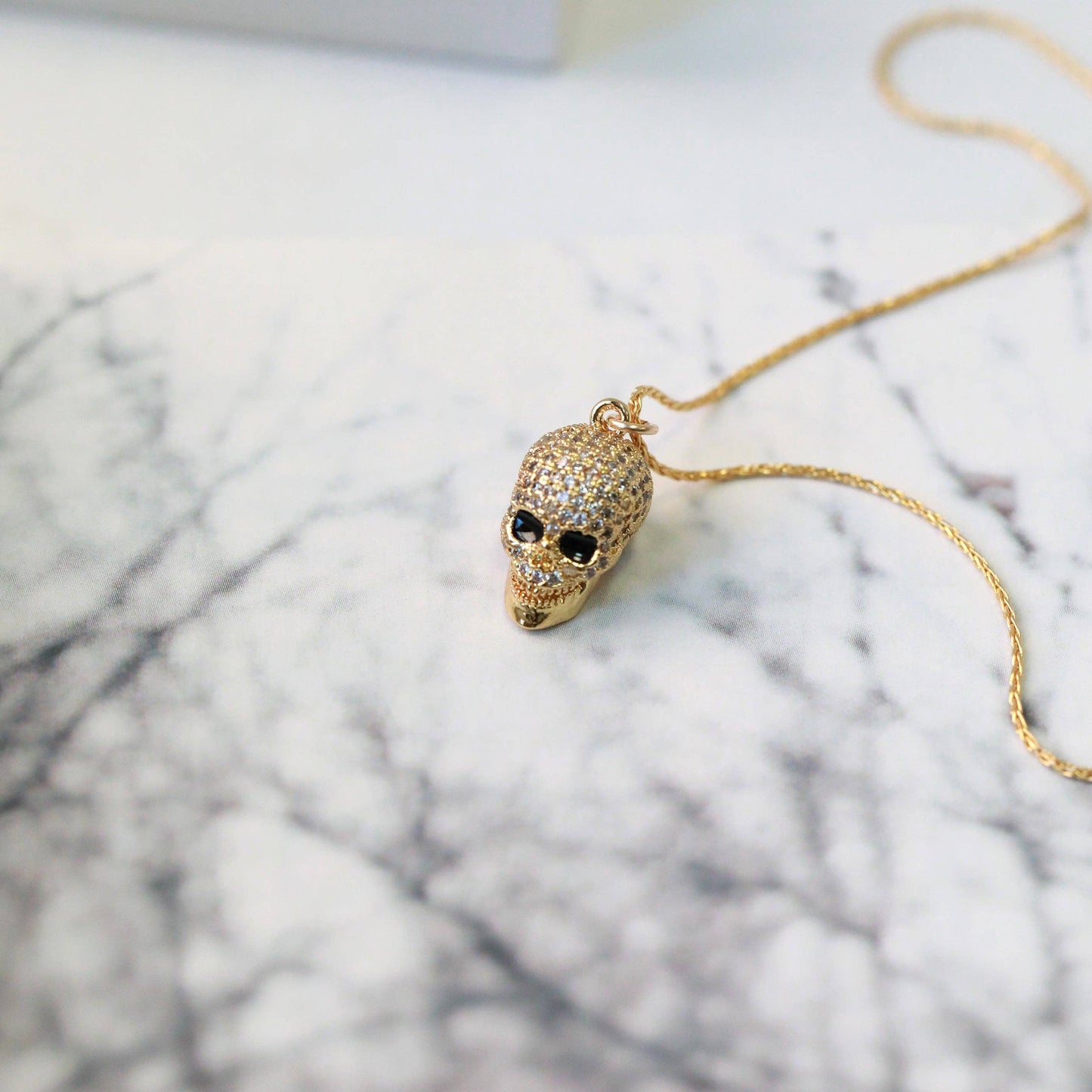 Crystal Skull Gold Filled/SS Necklace