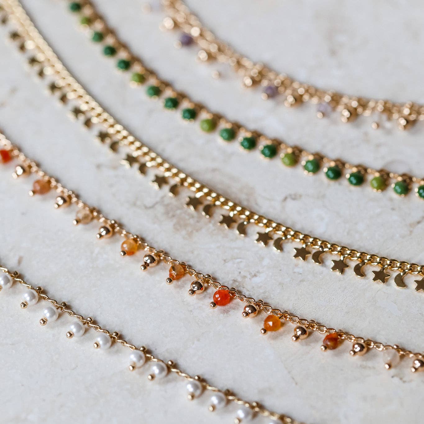 Moon & Star Gold Chain Anklet