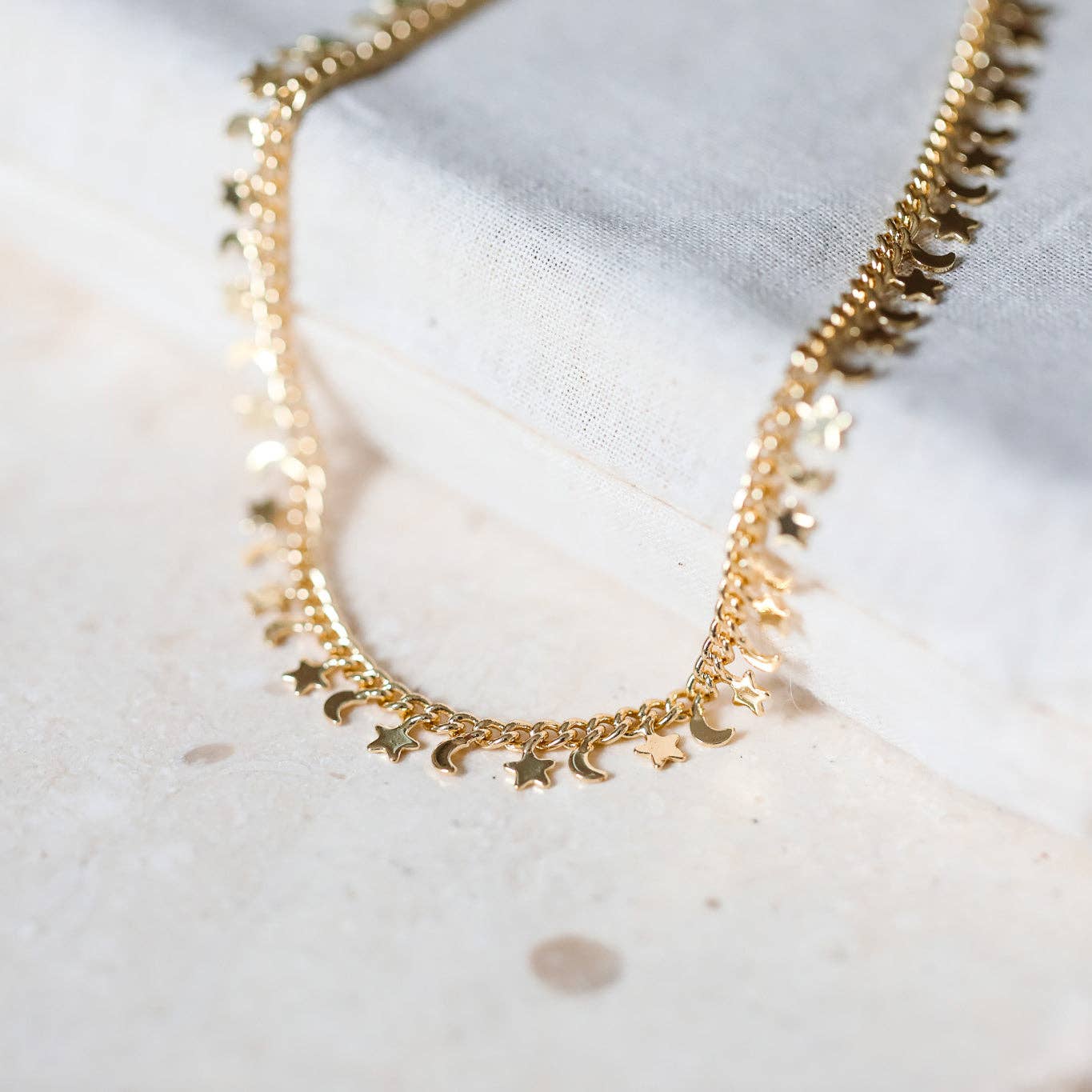 Moon & Star Gold Chain Anklet