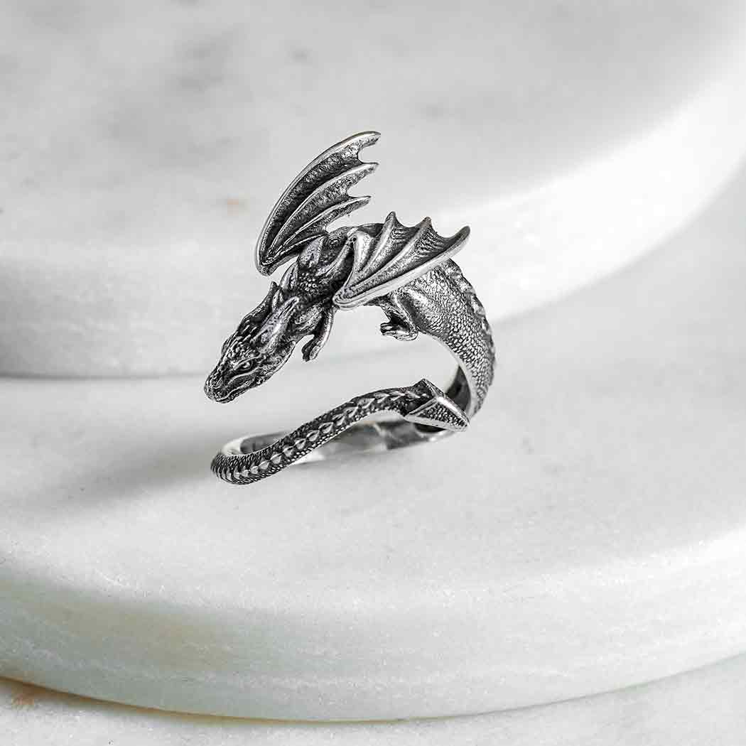Sterling Silver  Adjustable Dragon Ring