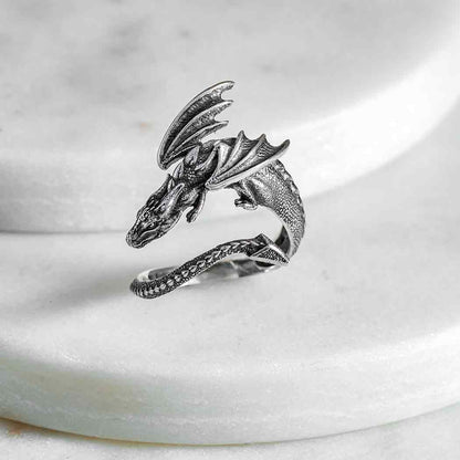 Sterling Silver  Adjustable Dragon Ring