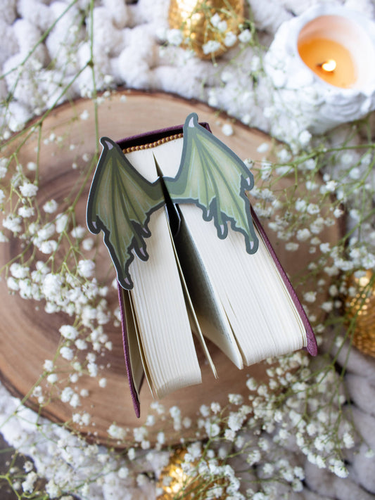 3D Dragon Wings Bookmark Green | Soft Touch