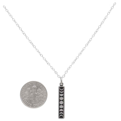 Sterling Silver or Bronze Vertical Moon Phase Necklace