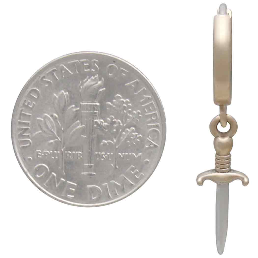 Bronze mini dagger Huggie Hoops with Mixed Metal Daggers 29x6mm