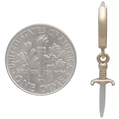 Bronze mini dagger Huggie Hoops with Mixed Metal Daggers 29x6mm