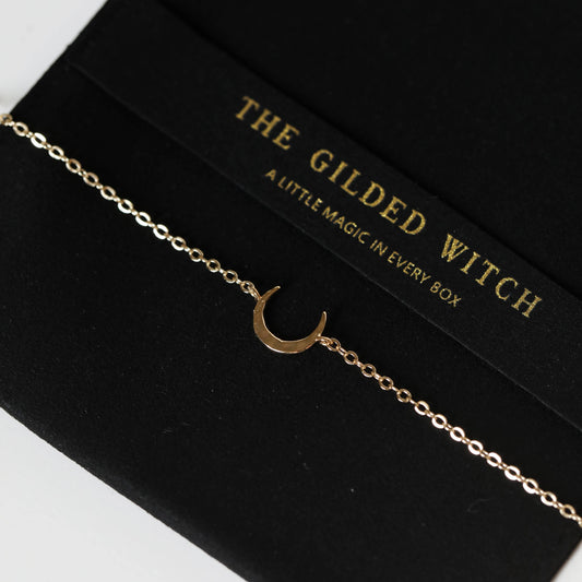 Hammered Moon Bracelet: Delicate Modern Witchy Jewelry