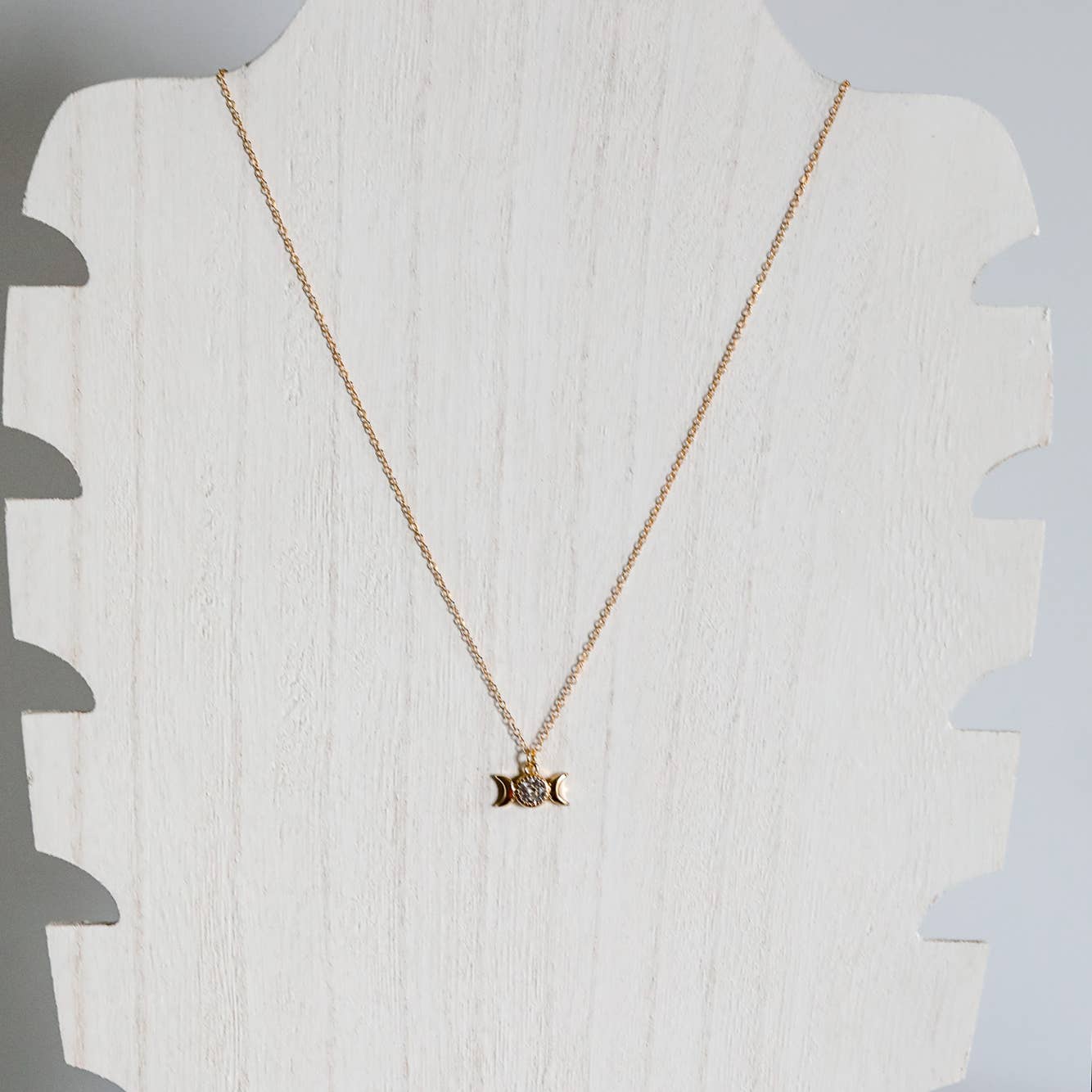 Triple Goddess Moon Necklace: 14kt Gold Filled Chain