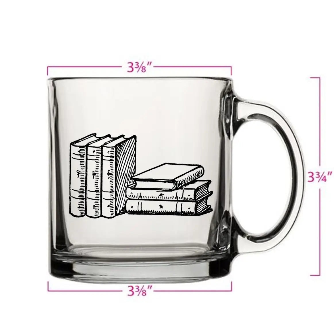 Stack of Books 13oz Glass Tea or Coffee Mug