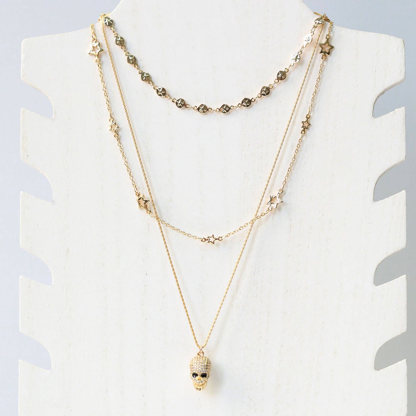 Crystal Skull Gold Filled/SS Necklace