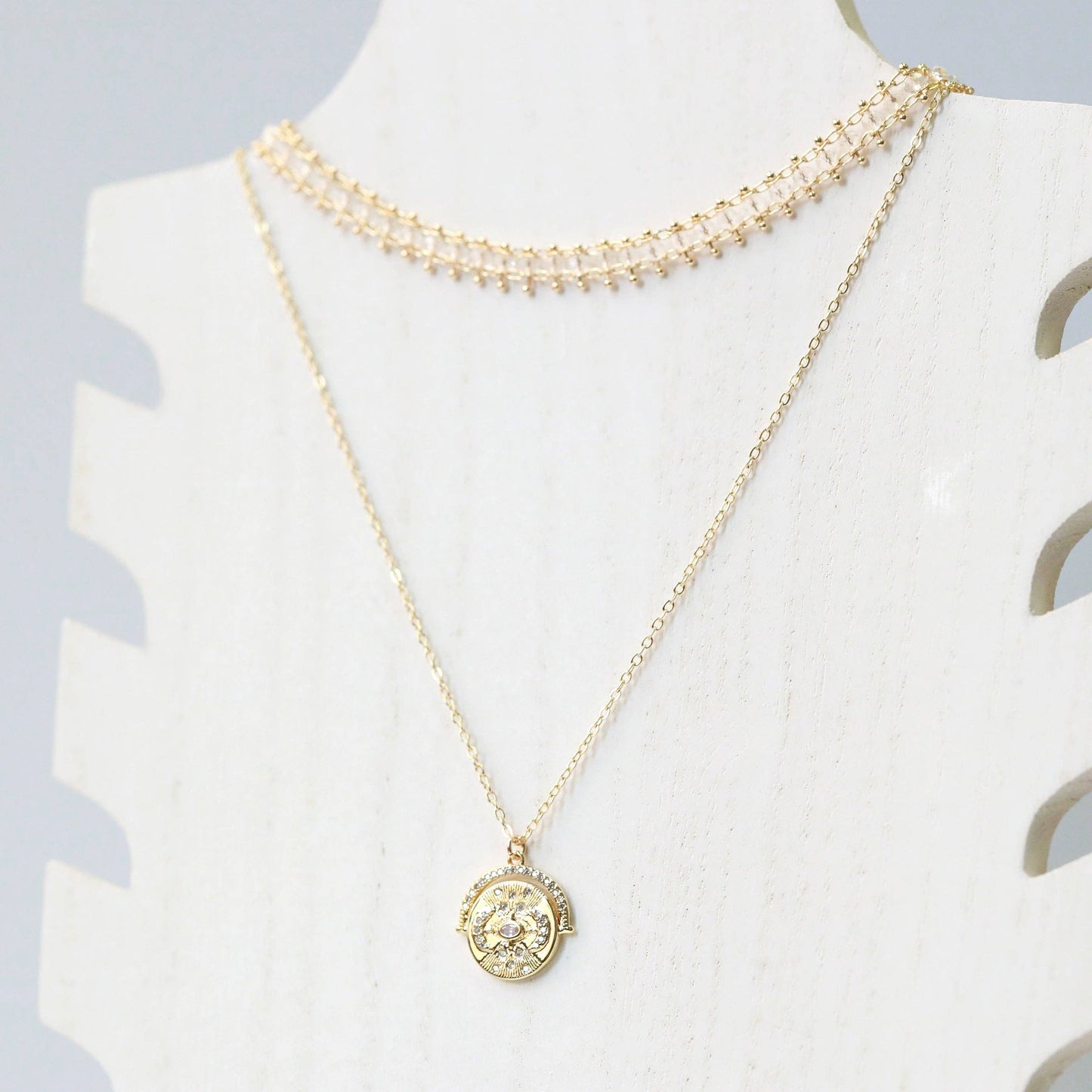 14kt Gold Filled Triple Moon Charm Necklace