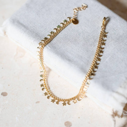 Moon & Star Gold Chain Anklet