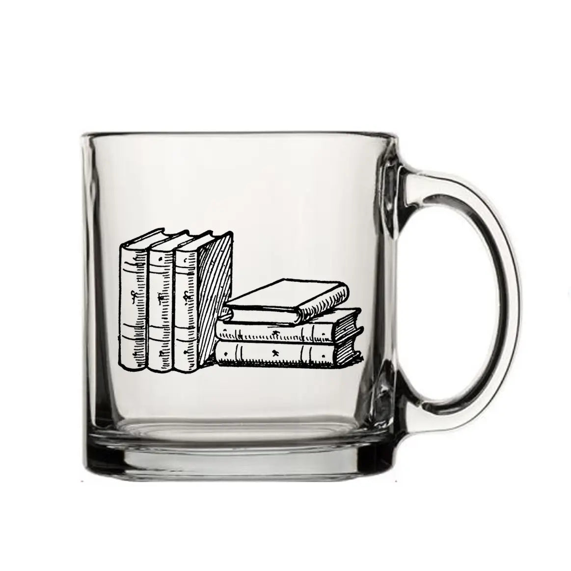 Stack of Books 13oz Glass Tea or Coffee Mug