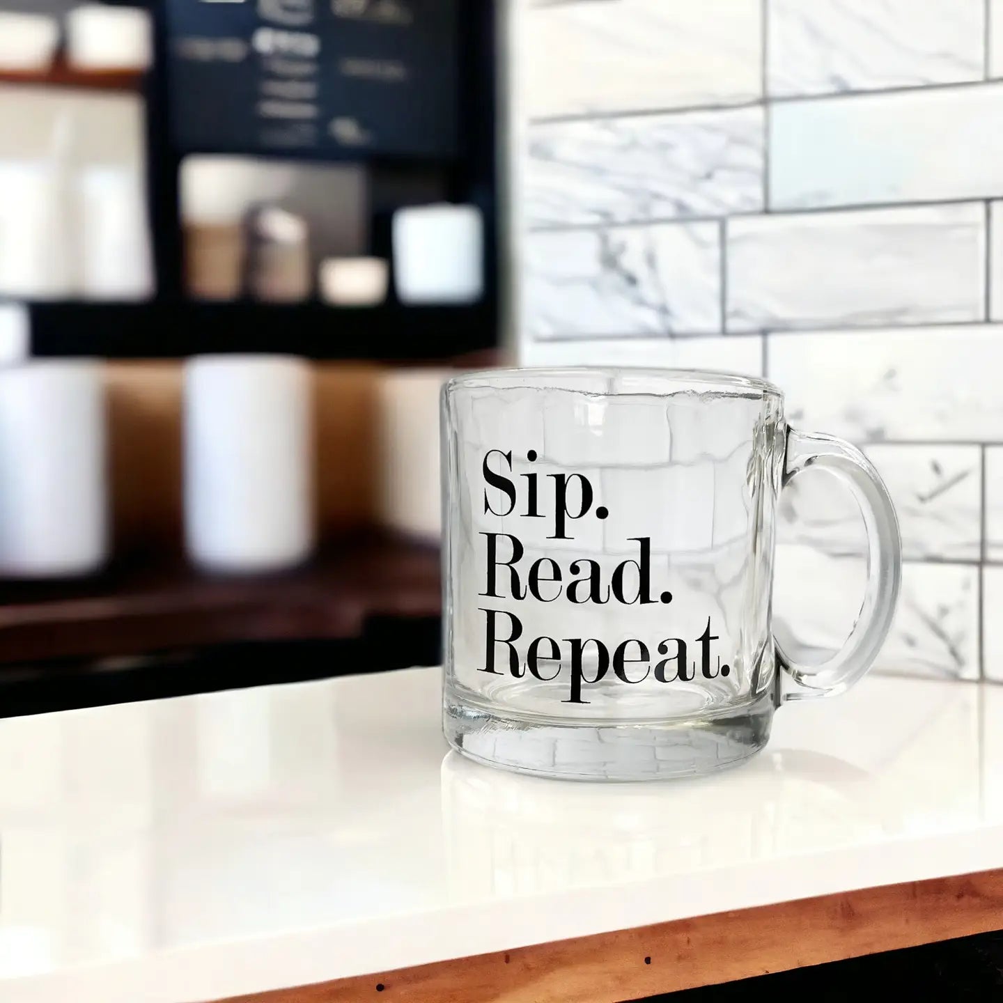 Sip Read Repeat 13oz Glass Tea or Coffee Mug