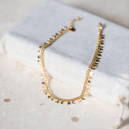 Moon & Star Gold Chain Anklet