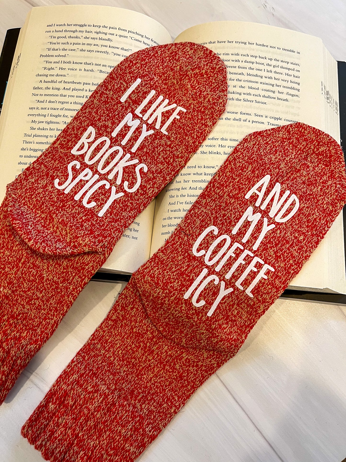 I Like My Books Spicy And My Coffee Icy"  Women's Socks