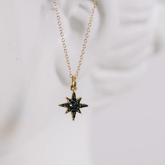 Dark Star Necklace: Black Crystal Star Charm Necklace (PICKUP AT ROMANTASY)