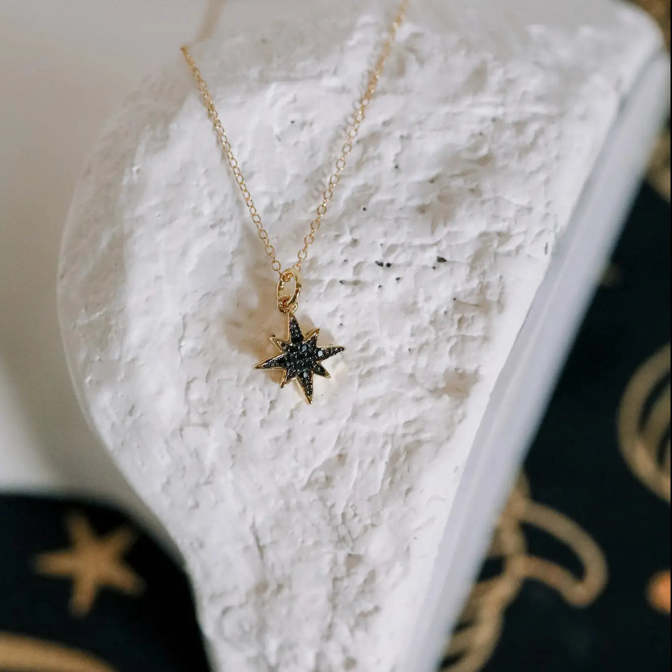 Dark Star Necklace: Black Crystal Star Charm Necklace (PICKUP AT ROMANTASY)