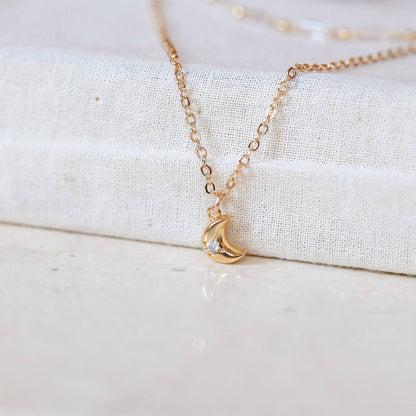Astra Double Charm Necklace: Moon Double Layer Chain