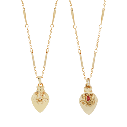Gold Plated Vintage Potion Elixer Charm Necklace
