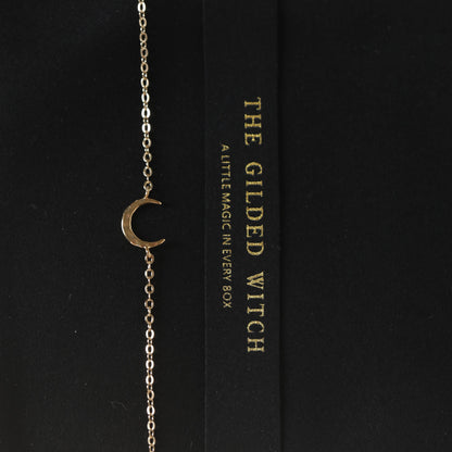 Hammered Moon Bracelet: Delicate Modern Witchy Jewelry