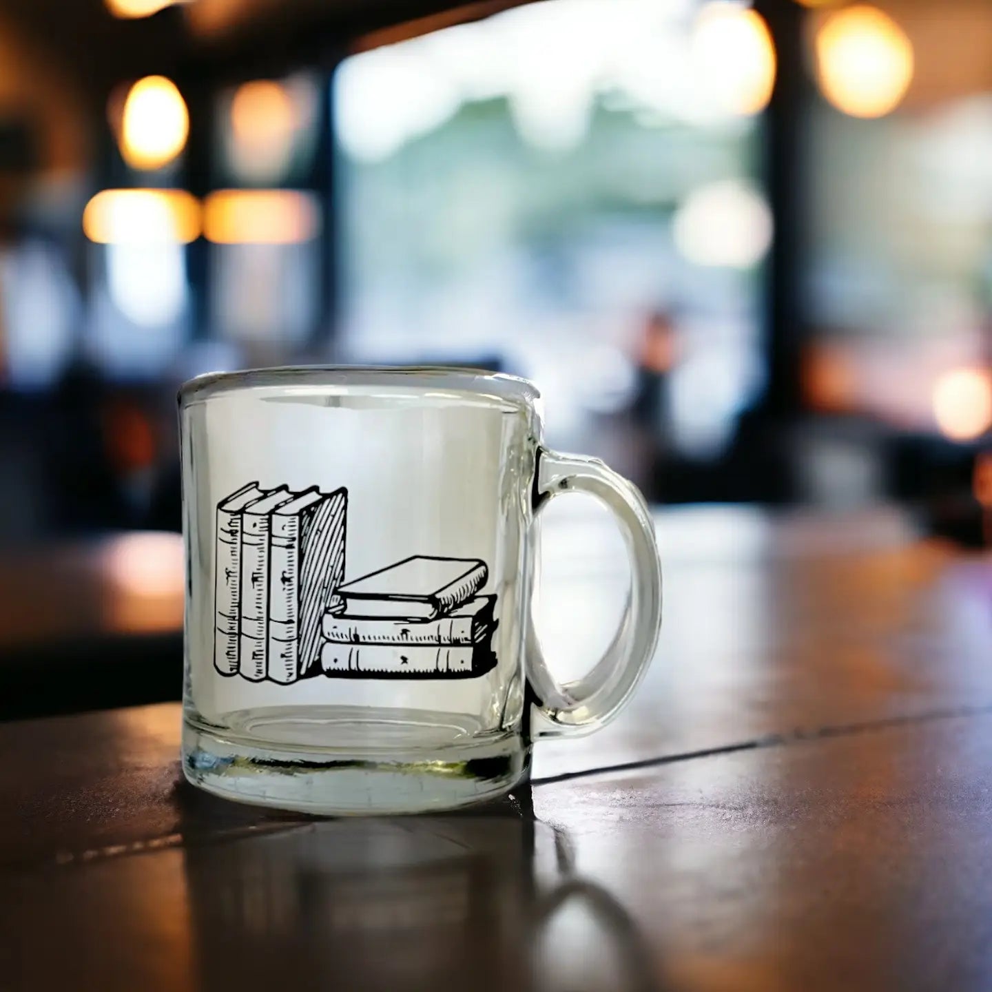 Stack of Books 13oz Glass Tea or Coffee Mug