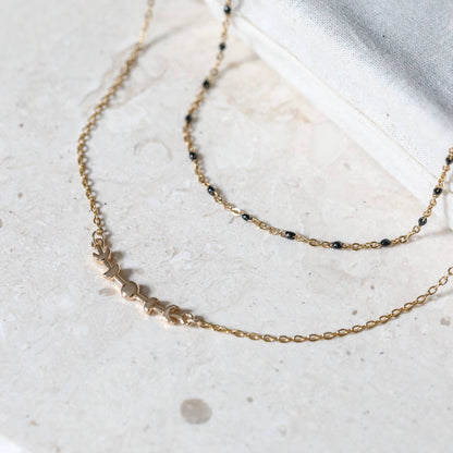 Moon Phase Double Necklace: Stainless Steel & Enamel