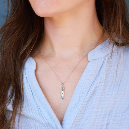 Sterling Silver or Bronze Vertical Moon Phase Necklace