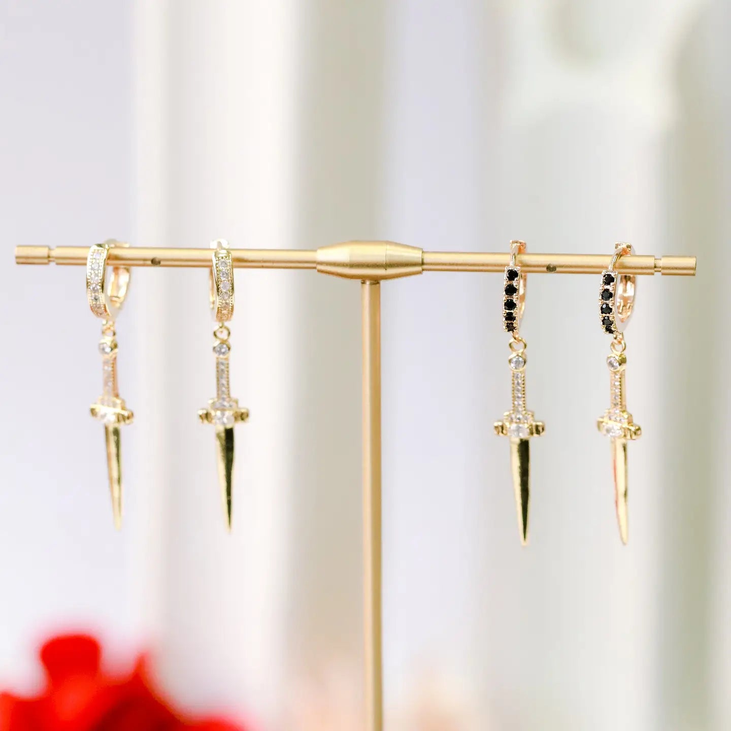 "Knife to Throat" Trope Dagger Earrings Clear (PICKUP AT ROMANTASY)