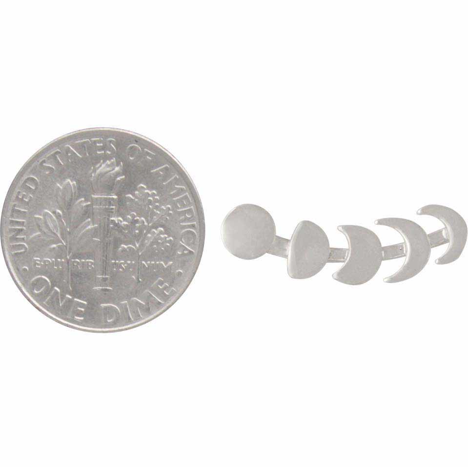 Sterling Silver Moon Phases Ear Climber 22x5mm