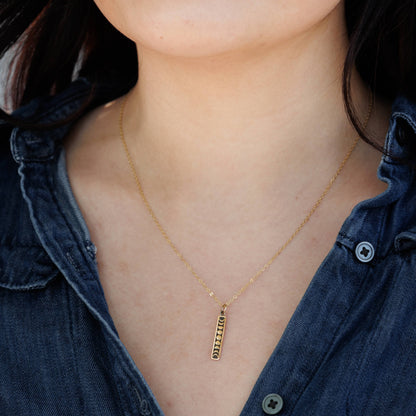 Sterling Silver or Bronze Vertical Moon Phase Necklace