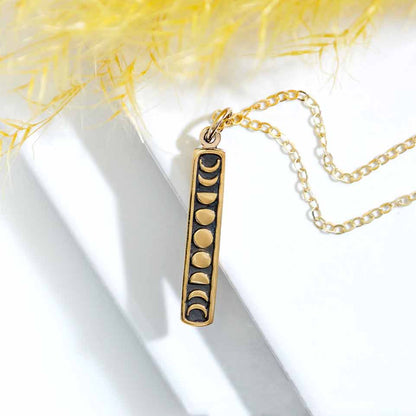 Sterling Silver or Bronze Vertical Moon Phase Necklace