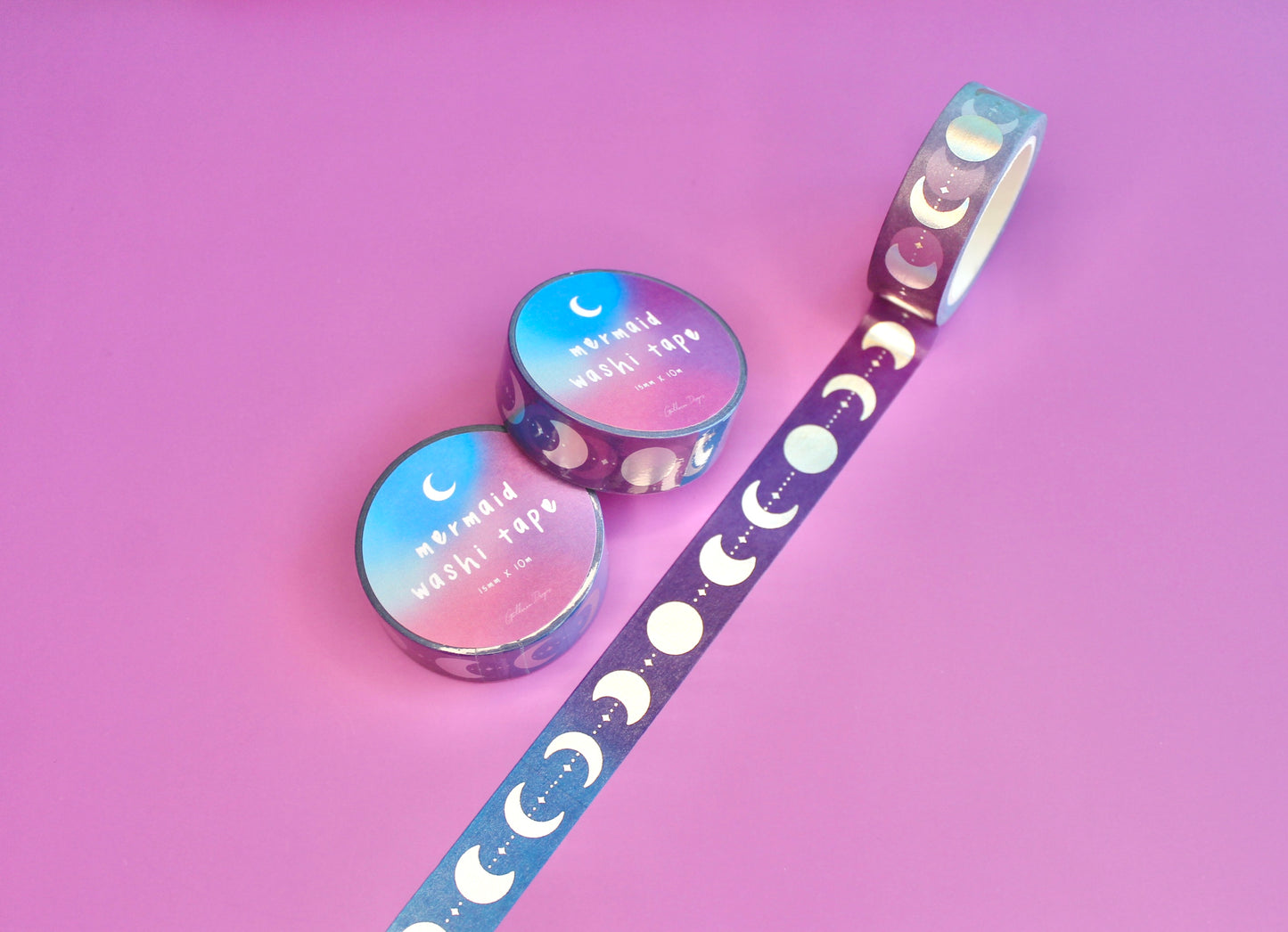 Holographic Washi Tape, Moon Washi Tape, Foiled Washi Tape Mermaid