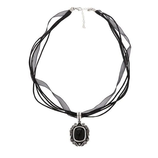 The Scrying Necklace - Black Onyx Gemstone (PICKUP AT ROMANTASY)